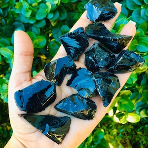 Raw Black Obsidian Chunk (1) One Small High Quality Rough Obsidian Stone from Mexico, Natural Raw Crystals, Rough Gemstones