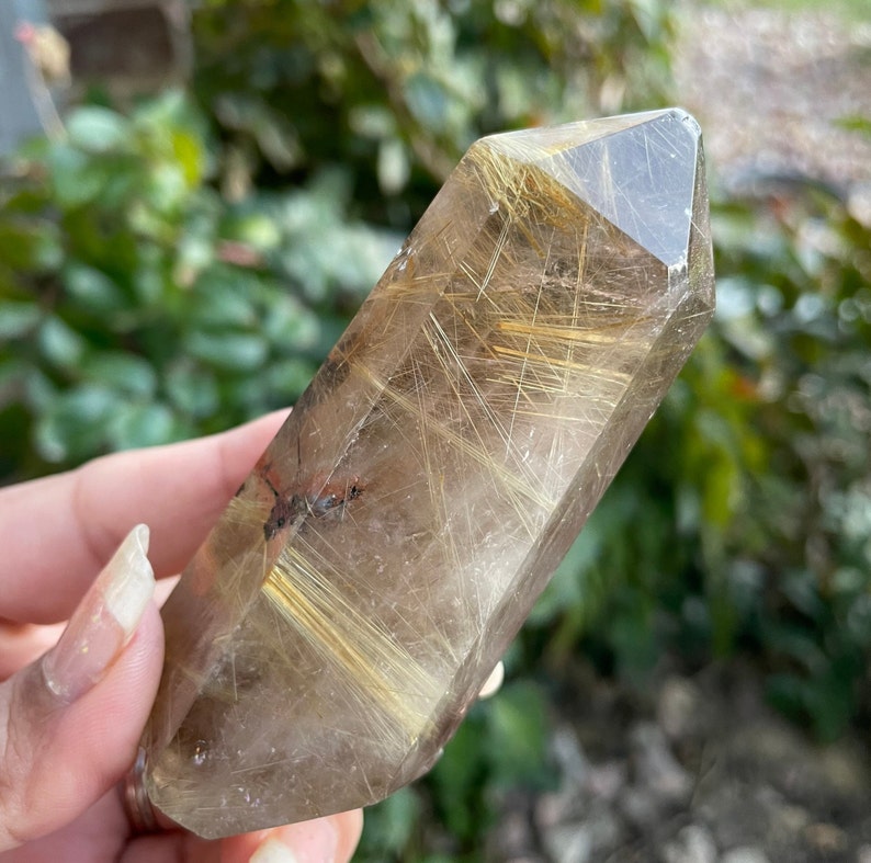Rutilated Crystal Point (158G) Rutile Quartz Crystal Tower, Rutilated Quartz Stone Point Natural Gemstone Tower Crystal Wand #62