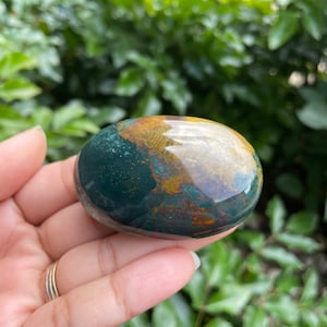 OCEAN JASPER Crystal (#OJP08) Jasper Palm Stone Crystal Tumbled Sea Jasper BLUE Green Mini Natural Jasper Crystal Gemstone 81.7grams