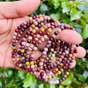 Mookaiet jaspiskristal armband: roodgele crème jaspis ronde edelsteenkralen (6-7,5&quot; pols) Australië