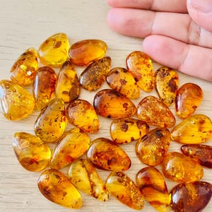 Druppelkristal gepolijst amber: cognacbruine edelsteen (20-30 mm) DRILLED Medium
