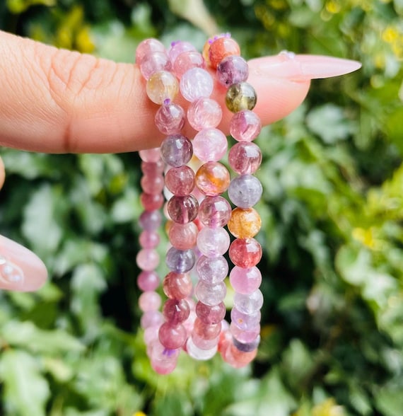 Multi-Color Spinel Gemstone Bracelet: Polished Crystal Beads
