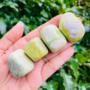 Yellow Green Serpentine Crystal: Tumbled Stone from Afghanistan