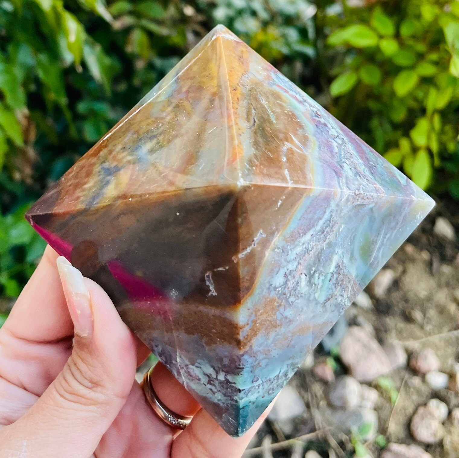 Ocean Jasper Crystal Pyramid: Natural Tumbled Gemstone (333G) - Etsy