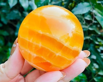 XL Orange Kalcitkula: 311G Naturlig Ädelstenskristall Display 59 MM
