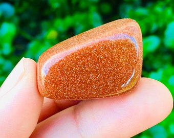 Goldstone Crystal (1) Tumbled Goldstone - Tumbled Sandstone Red Orange Gold - Polished Gold Stone