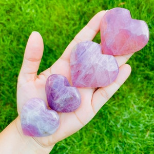 Lavender Rose Quartz Heart (1) Lavender Rose Quartz Crystal Heart - Large Natural Purple Pink Quartz Gemstone Heart