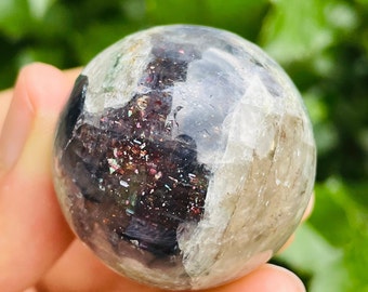 Bloodshot Iolite Crystal Sphere: Cordierite Water Sapphire, 33mm Gemstone 52g