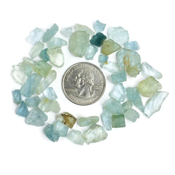 Aquamarine Crystal Lot (20G) Raw Aquamarine Stone Natural Chips XS Mix Rough Gemstone Aqua Beryl Blue Green Raw Crystal