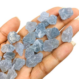Raw Celestite Crystal Lot (100G): Mini Rough Blue Celestine Gemstones