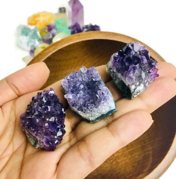 原石アメジストクリスタルクラスター：天然ジオードストーン（30～50mm