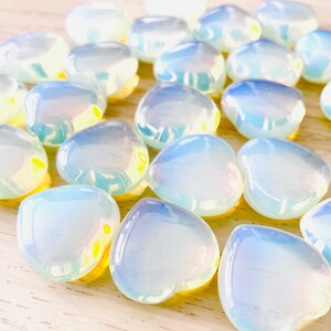 Opalite Heart Stone: Tumbled Glass Gemstone (25 MM)