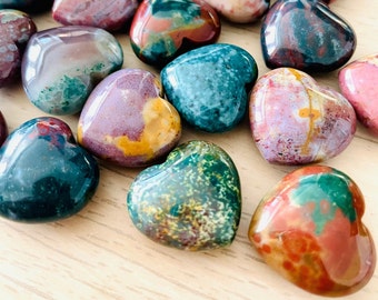 Speckled Ocean Jasper Crystal Heart: Mini Carving (15-20mm)