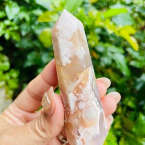 Flower Agate Point (82.4G) Small Flower Agate Crystal Tower, Beautiful Natural Cherry Blossom Agate