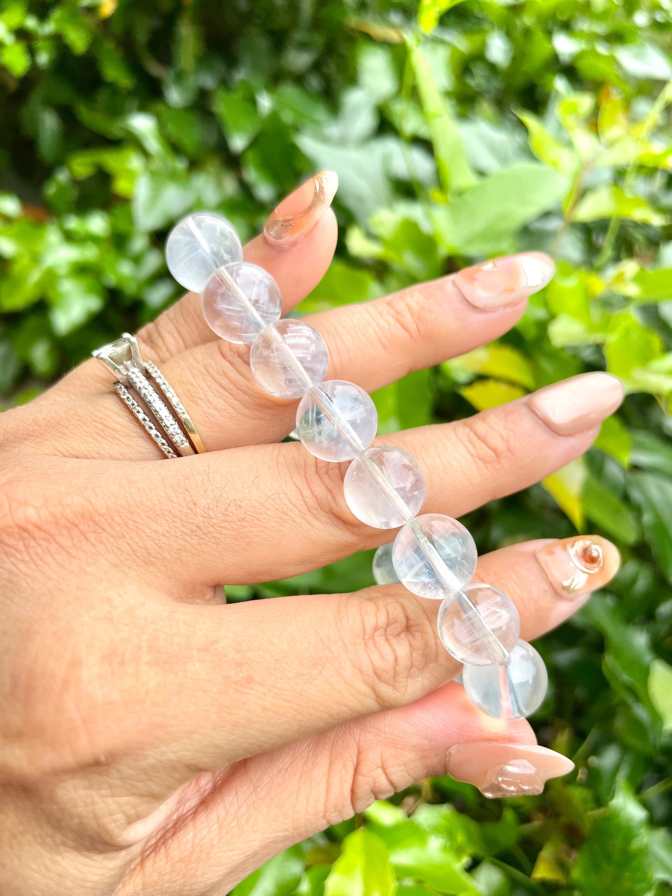 Angel Feather Quartz Crystal Bracelet: XL Gemstone, Blue Needle - Etsy