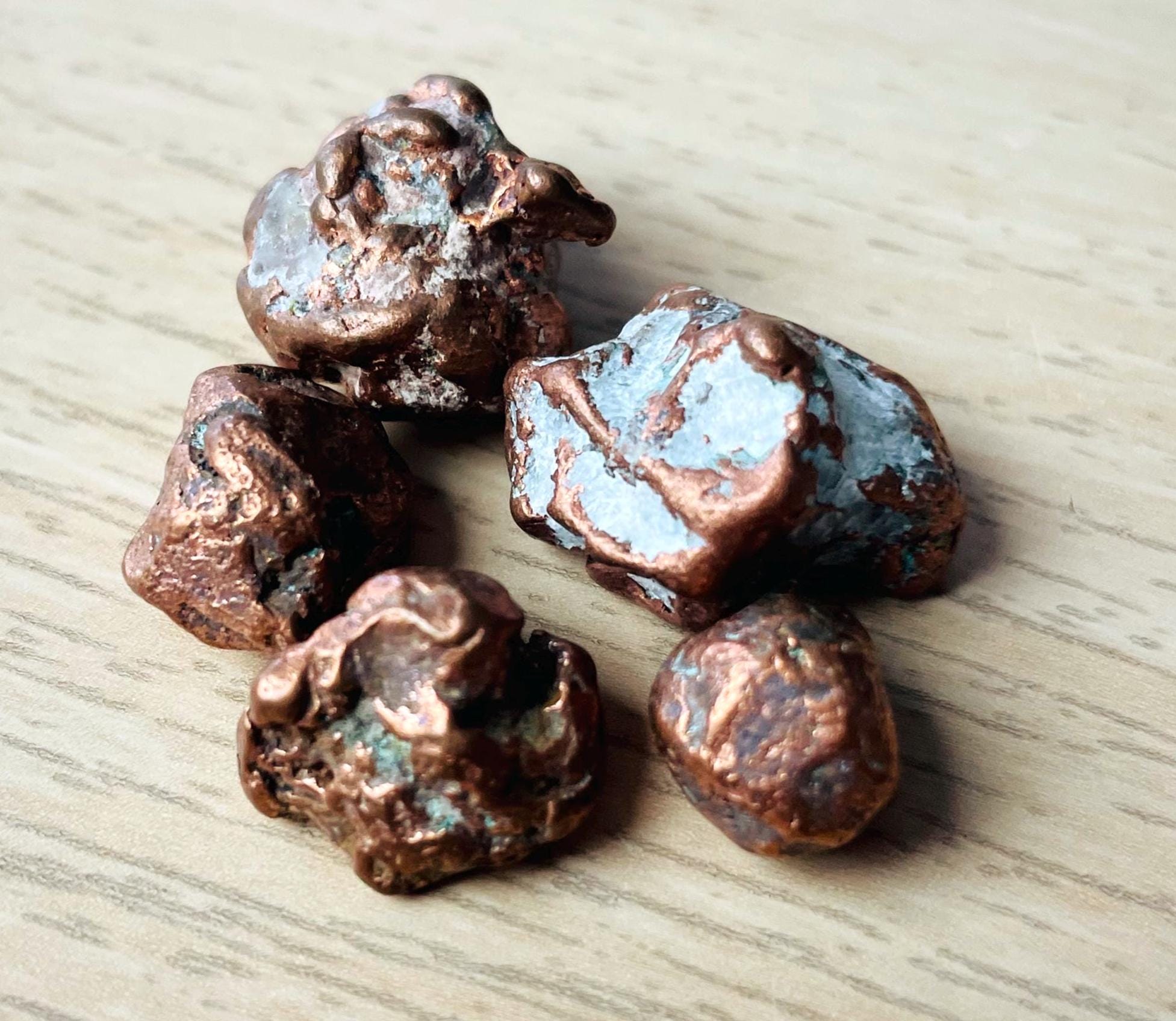 Copper Color Rocks Copper Nugget Ore Lot (5.1G) Large Round Raw Copper Stone Natural ...