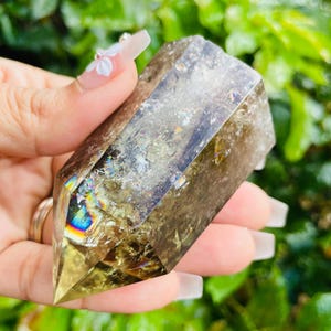 Smoky Citrine Crystal Point (138G) Smoky Citrine Crystal Tower, Citrine Stone Obelisk Point Natural Yellow Quartz Gemstone Tower RAINBOW #40