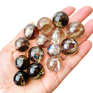 Smoky Quartz Crystal Sphere (1) Smokey Quartz Crystal Ball, Mini Crystal Sphere Rainbows, XS, Natural Tumbled Crystal, Orb