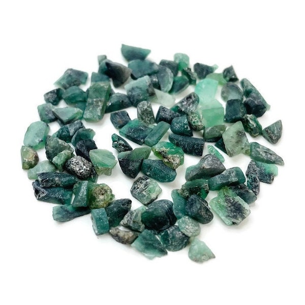 Raw Emerald Crystal Lot (10G) Rough Emerald Stones, XXXS Green Emerald SAND Chips Bits, Raw Crystals Natural Gemstone, Mini Crystal Chips