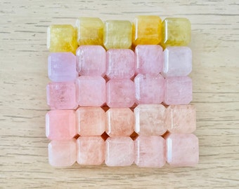 Morganite Crystal Cube: Tumbled Polished Carving (10-12mm)
