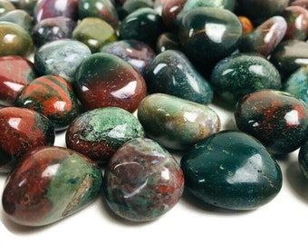 Bloodstone Crystal (1) Tumbled Blood Stone (XS)  Natural Jasper Polished Crystal Green Heliotrope INDIA Polished Gemstone