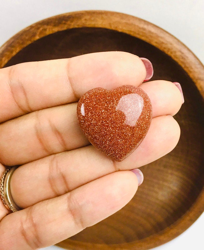 Goldstone Crystal HEART (1) Tumbled Orange Gold Stone Sand Goldstone Crystal HEART (1) Tumbled Orange Gold Stone Sand