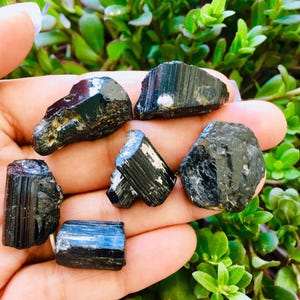 Black Tourmaline Crystal (1) Raw Crystals - Raw Tourmaline - Rough Tourmaline Stone (XS) Natural Gemstone Rough Tourmaline - Small