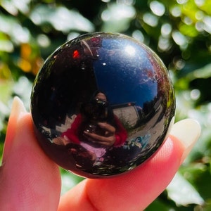 Red Garnet Crystal Sphere (68.4G) Tumbled Red Garnet Stone, Gemstone Garnet Polished Crystal, LARGE Red Wine Garnet Natural Dark