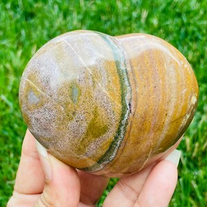 OCEAN JASPER Heart Crystal (251.4G) Ocean Jasper Heart Stone Crystal Tumbled Sea Jasper Crystal Heart Gemstone