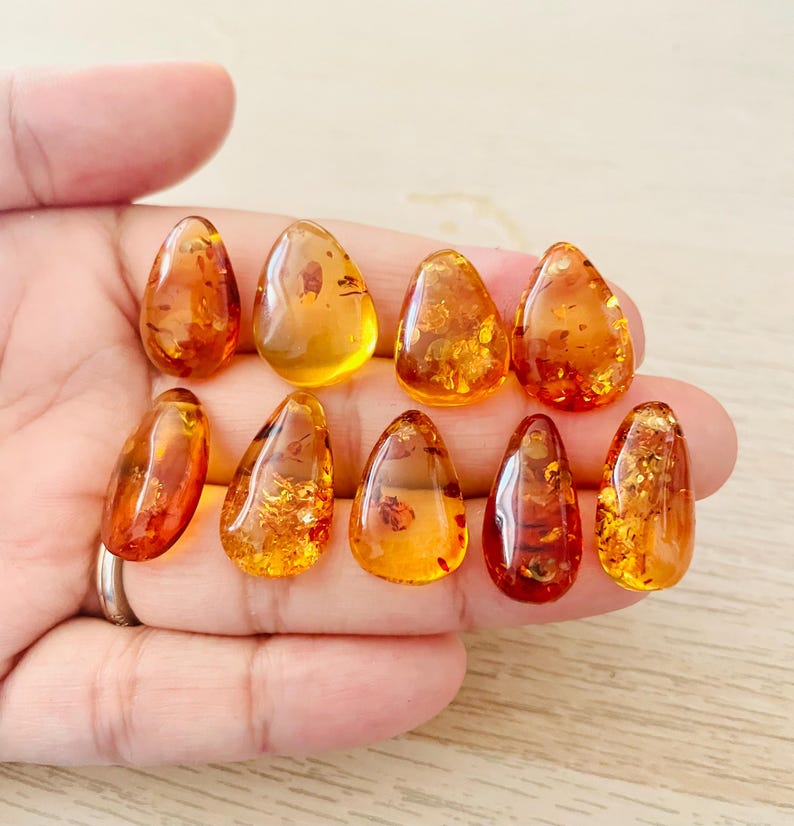 Druppelkristal gepolijst amber: cognacbruine edelsteen (20-30 mm) afbeelding 13