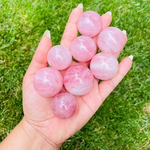 Rose Quartz Crystal Sphere (1) Small Rose Quartz Sphere - One Pink Rose Quartz Crystal Sphere, Natural Gemstone