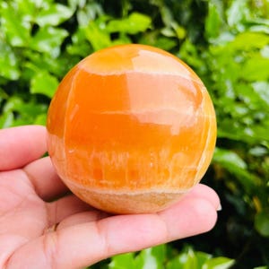 Orange Calcite Sphere (244G) XL Orange Calcite Crystal, Calcite Crystal Sphere, Natural Gemstone Sphere, 58MM
