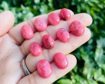 Pink Rhodonite Cabochon: Polished Gemstone for Jewelry (12-15mm)
