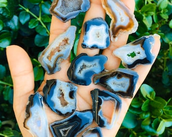 Agate Druzy Crystal: Raw Geode Quartz Point, Half Polished