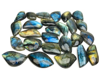 Labradorite Crystal (1) Labradorite Stone, ONE Tumbled Flat Cabochon Flashy Gemstone, Blue Gray Gold