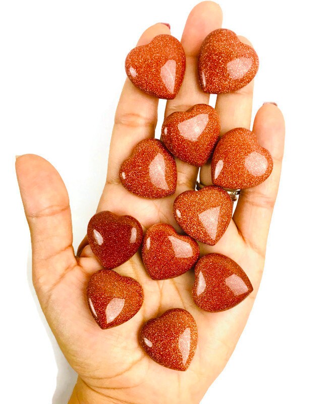 Goldstone Crystal HEART (1) Tumbled Orange Gold Stone Sand Goldstone Crystal HEART (1) Tumbled Orange Gold Stone Sand
