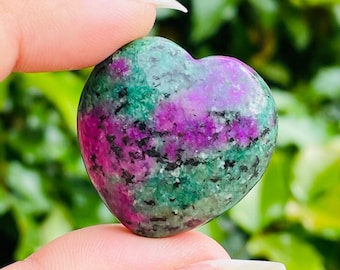 Ruby Zoisite Crystal Heart: Polished Pink & Green Gemstone (18-25mm)