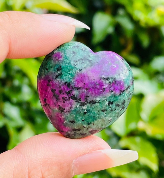 Ruby Zoisite Crystal Heart: Polished Pink & Green Gemstone (18