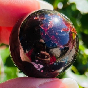 Red Garnet Crystal Sphere (67.3G) Tumbled Red Garnet Stone, Gemstone Garnet Polished Crystal, LARGE Red Wine Garnet Natural Dark
