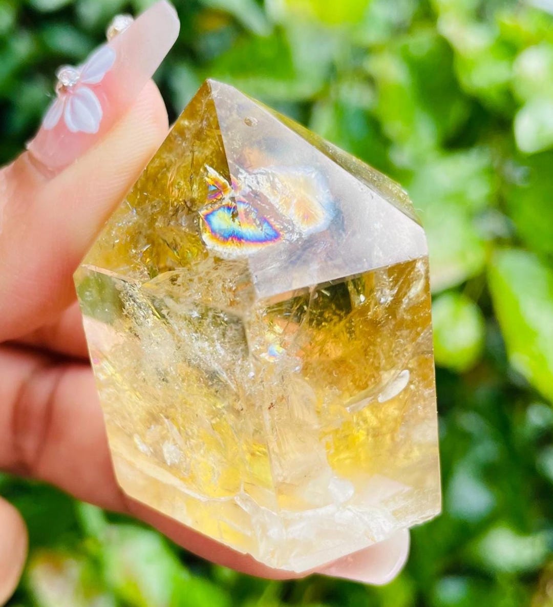 Natural Citrine Crystal Point: Yellow Quartz Obelisk Tower (78G