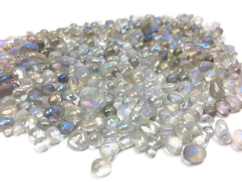 Aura Quartz Crystal Chips 100G Tumbled Mini Gray Clear Etsy