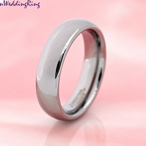 Minimalist High Polished 5mm Men&#39;s Tungsten Carbide Comfort Fit Classic Dome Engagement Ring Wedding Band Laser Engraving Anniversary Gift