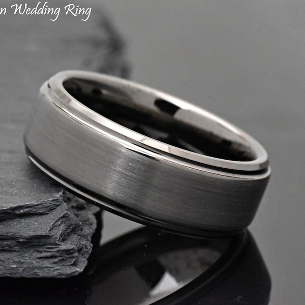 Gunmetal Grey Men Wedding Band Etsy