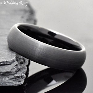 6mm Wedding Ring, Mens Tungsten Ring, Tungsten Wedding Band, Brushed Domed Classic Style, Customizable Wedding Ring Womens Mens, Couples