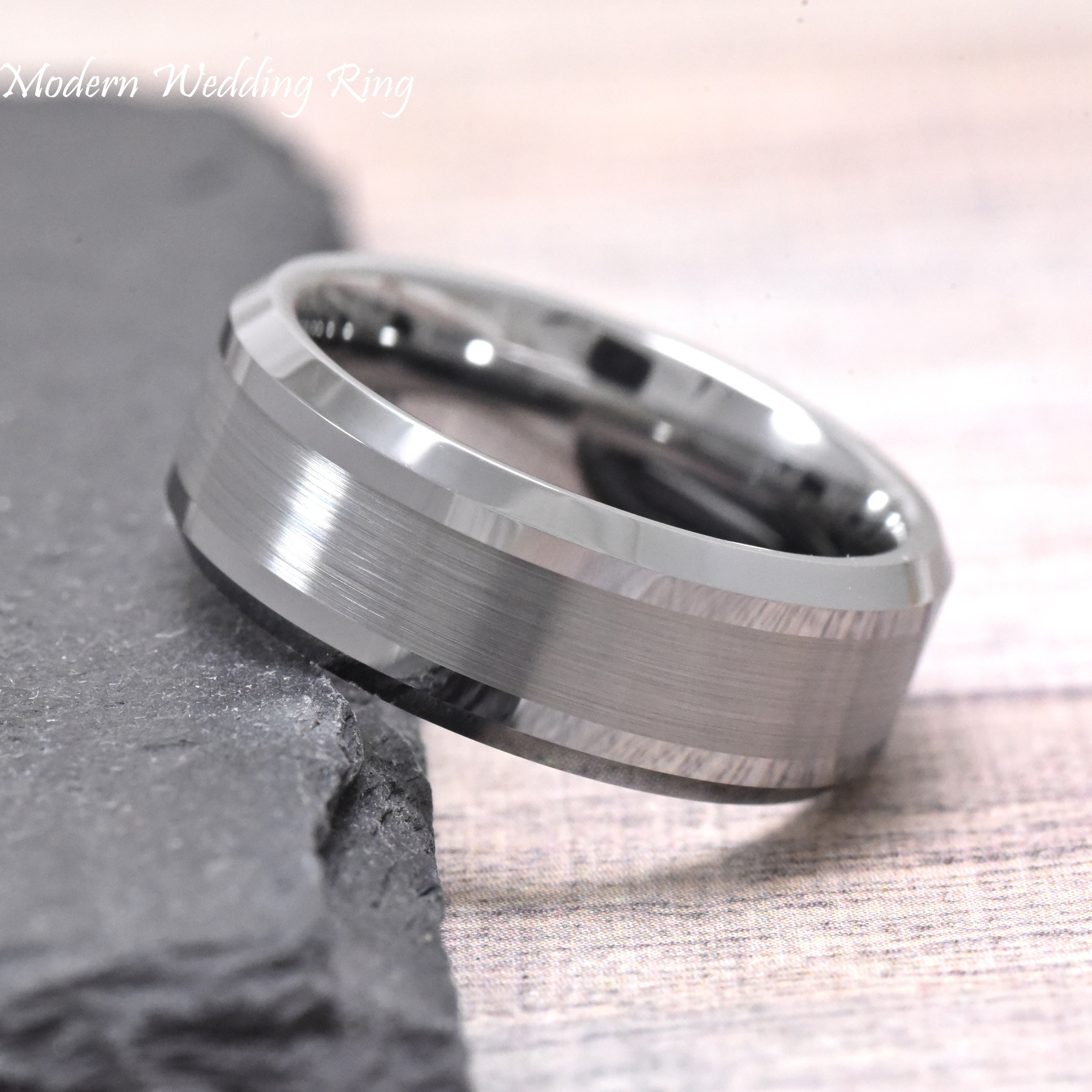 Personalized Custom Engraved Men/'s Tungsten Wedding Anniversary Band Ring