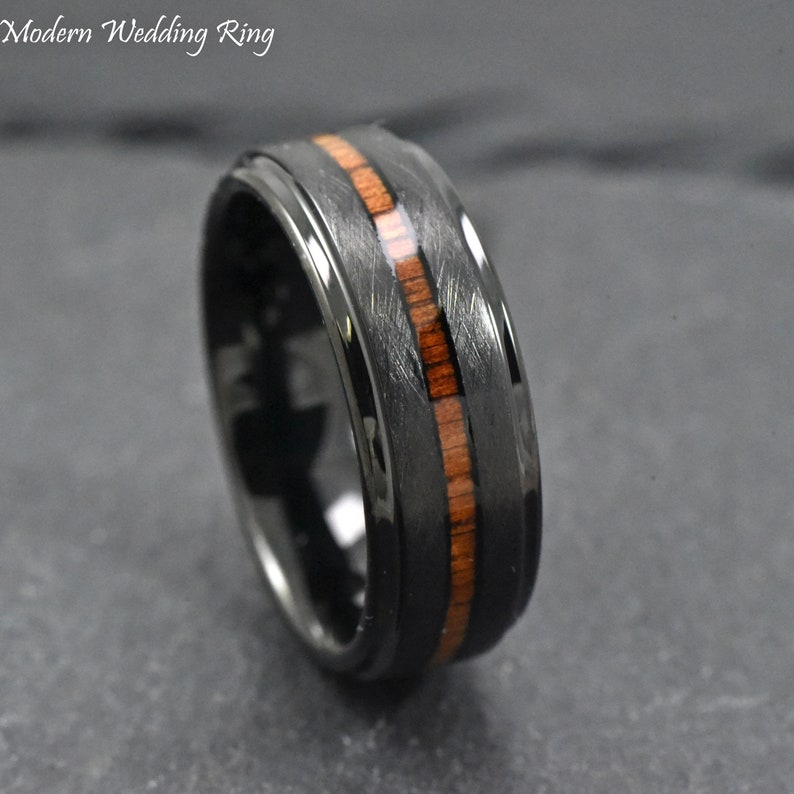 Mens Wood Tungsten Band Wedding Band Tungsten Mens Wedding Etsy Canada