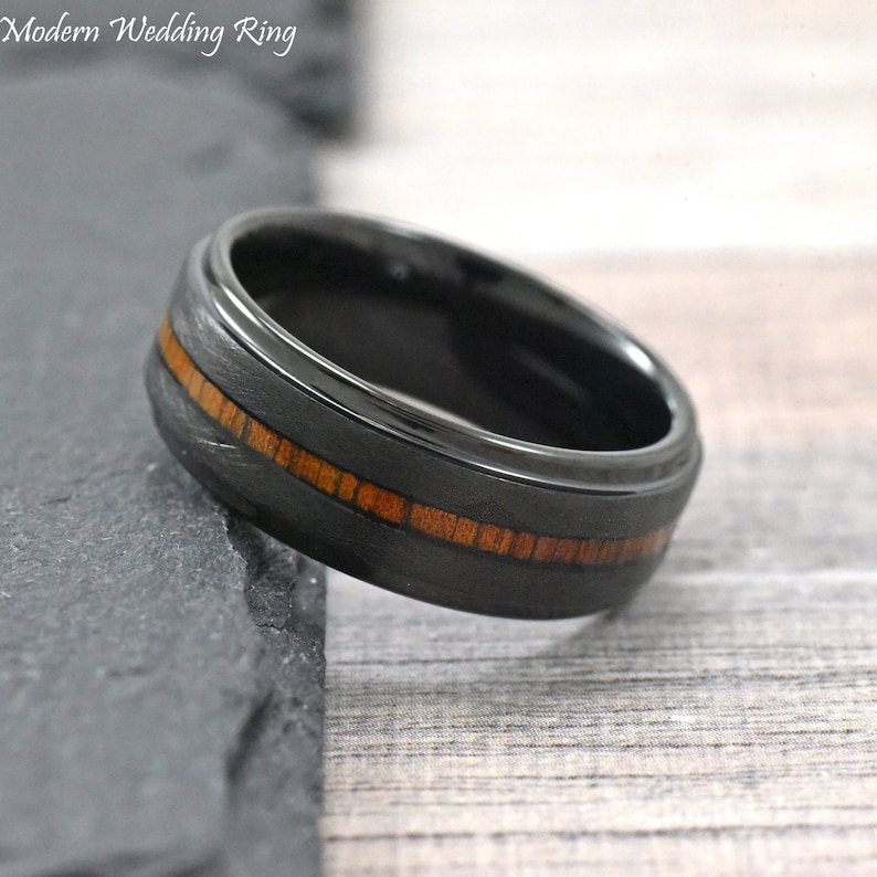 Mens Wood Tungsten Band Wedding Band Tungsten Mens Wedding Etsy