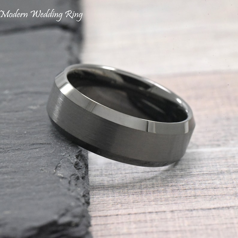 Gun Metal Wedding Band Men Mens Wedding Band Gray Wedding | Etsy