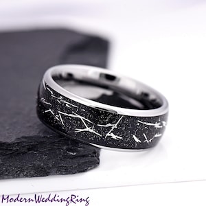 8mm Tungsten Wedding Band Galaxy Universe Theme Ring, Wedding Band, Celestial Constellation Milky Way Inspired Engraved Anniversary Ring