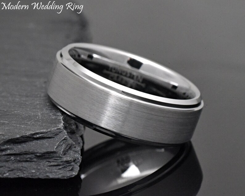 Mens Promise Ring, Promise Ring Mens, Promise Ring for Him, Tungsten Wedding Band Mens, His Promise Ring, Promise Ring for Him, Gift Idea SILVER (162)